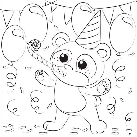 Pandas Birthday Coloring Page